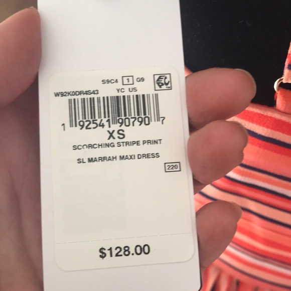 NWT Guess Marrah maxi dress pink red striped - Picture 5 of 7